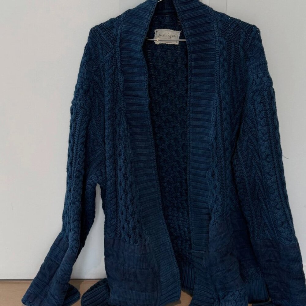 Greg Lauren GL1 Oversized Indigo Cardigan Sweater Size 2 Mens